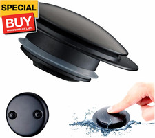 Black Tub Drain Stopper, Universal Pop Up Bathtub Stopper Replacement Tip Toe, L