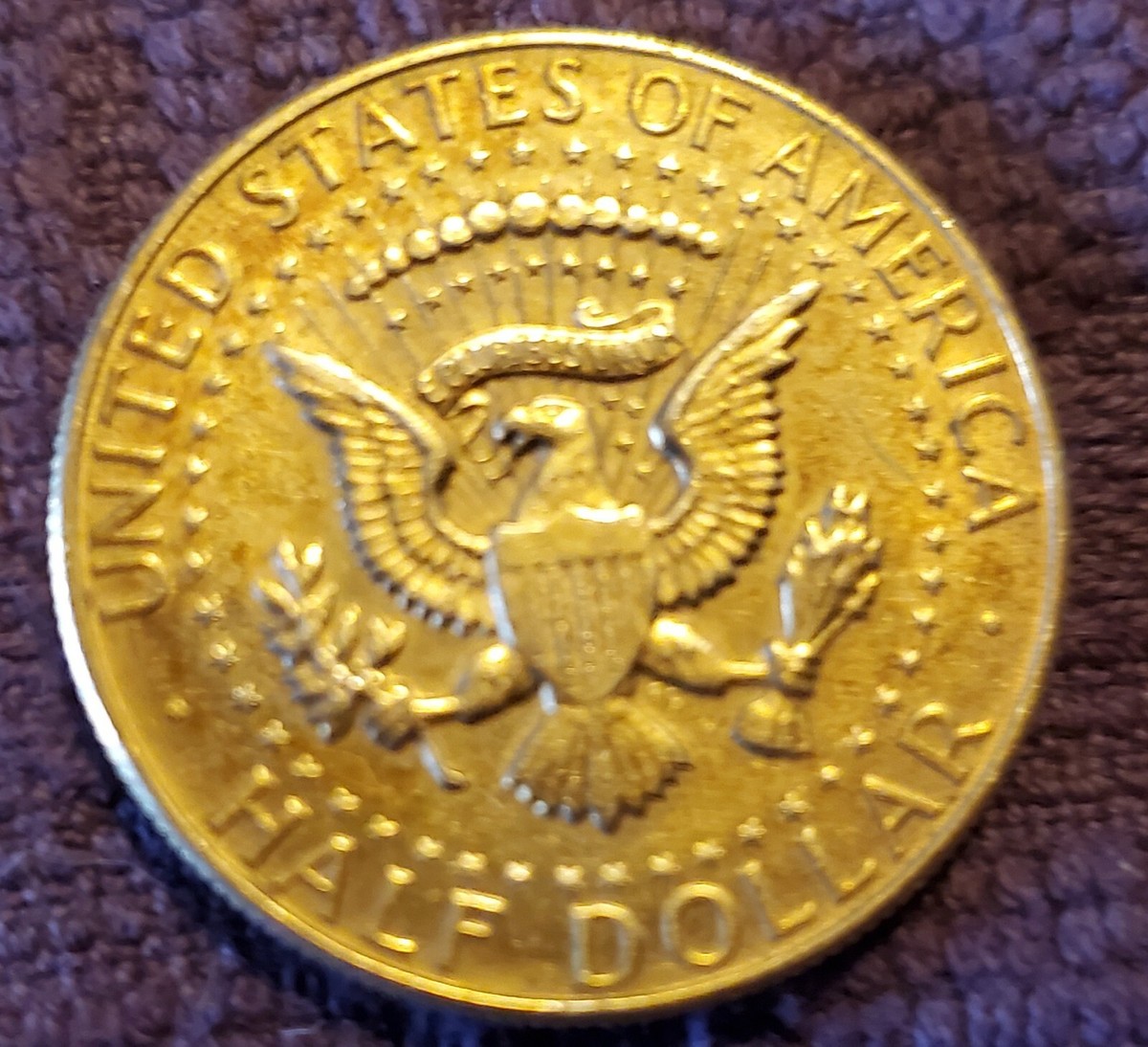 1967 Kennedy Half Dollar Gold Plated. Has Removable Chain To Be