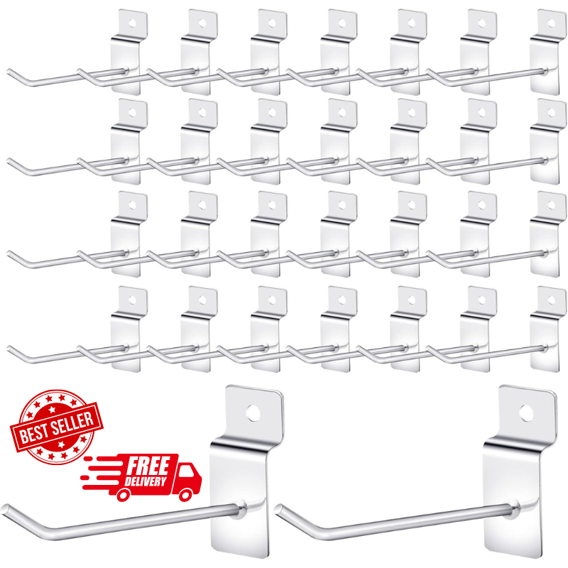 J Shaped Slatwall Hangers Heavy Duty Display Hooks Tandefio 25-Pack J-Shaped - 3.25 Inch Heavy Duty Black Metal Hangers For Garage & Retail Slatwall Hooks