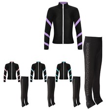 UK Kids Girls Skating Jacket and Practice Pants Tracksuit Set Running Activewear