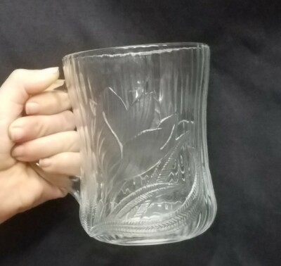 Luminarc Arcoroc Canterbury Crocus Clear 10 oz Embossed Mug Coffee Tea Cup Glass