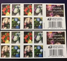 First Class "Flower From Garden" USPS Postage Stamps-Book Of 20 MNH