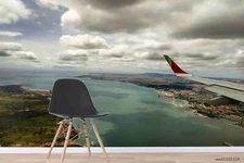 3D Ocean Earth Plane Wing Wallpaper Wall Mural Removable Self-adhesive 62