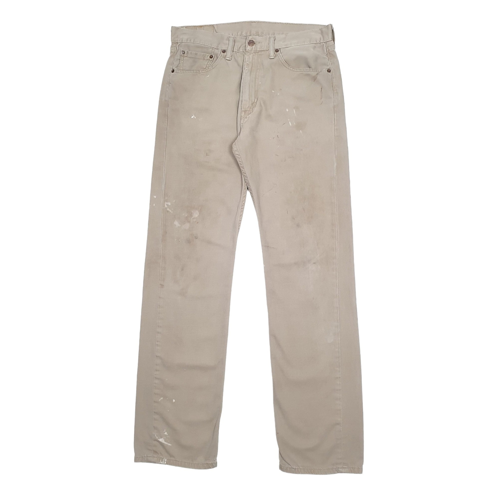 LEVIS 505 Jeans Regular Fit Beige Denim Trousers Mens W33 L34 image 2