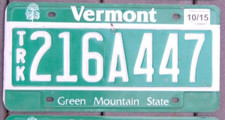 VERMONT 2015 Debossed license plate    216 A 447
