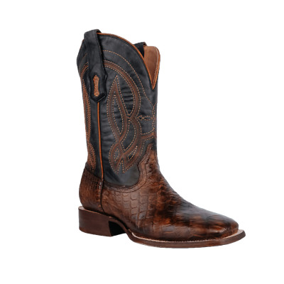 Corral Men's Brown & Black Alligator Embroidered Square Toe Boots A4495