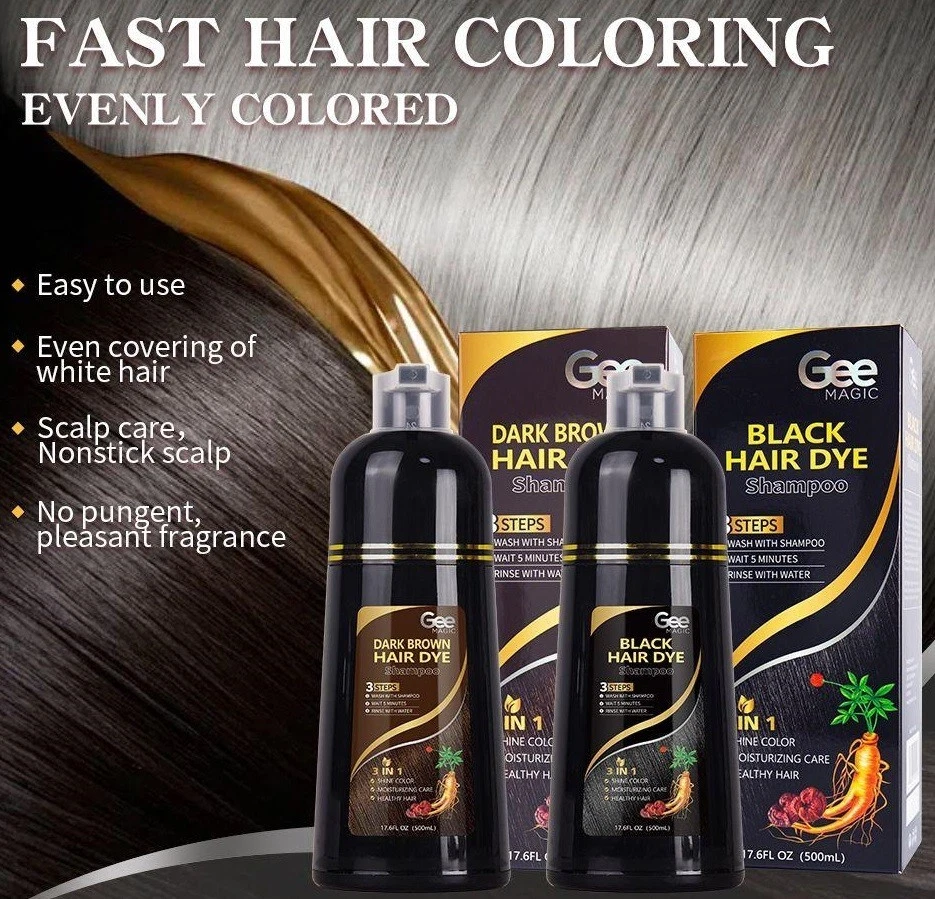 GEE MAGIC Herbal 3 IN 1 Hair Dye Shampoo Natural Hair Dye for Men Women Herbal Ingredients