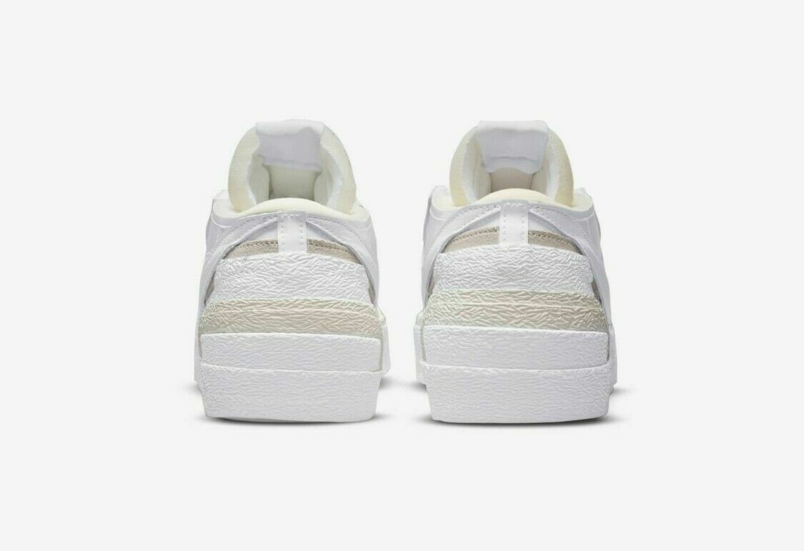 新品 NIKE sacai BLAZER LOW White DM6443 Nike Blazer Low Sacai White Patent Leather Shoes DM6443-100