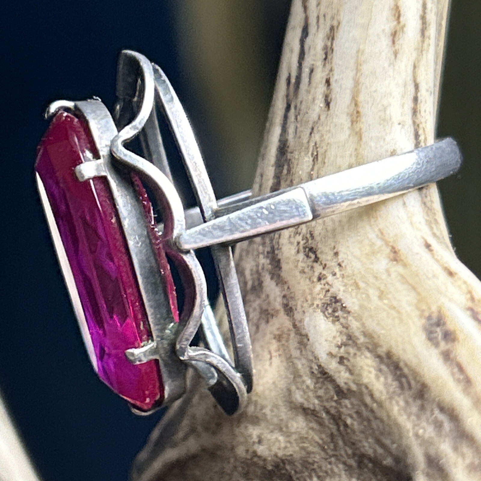 Vintage Ring Soviet Red Ruby  Silver 875 ☆ USSR R… - image 5