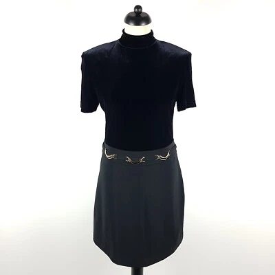 Joseph Ribkoff Kleid Damen Gr. DE 38 US 10 Schwarz Samt Stretch Midi - Bild 1 von 4