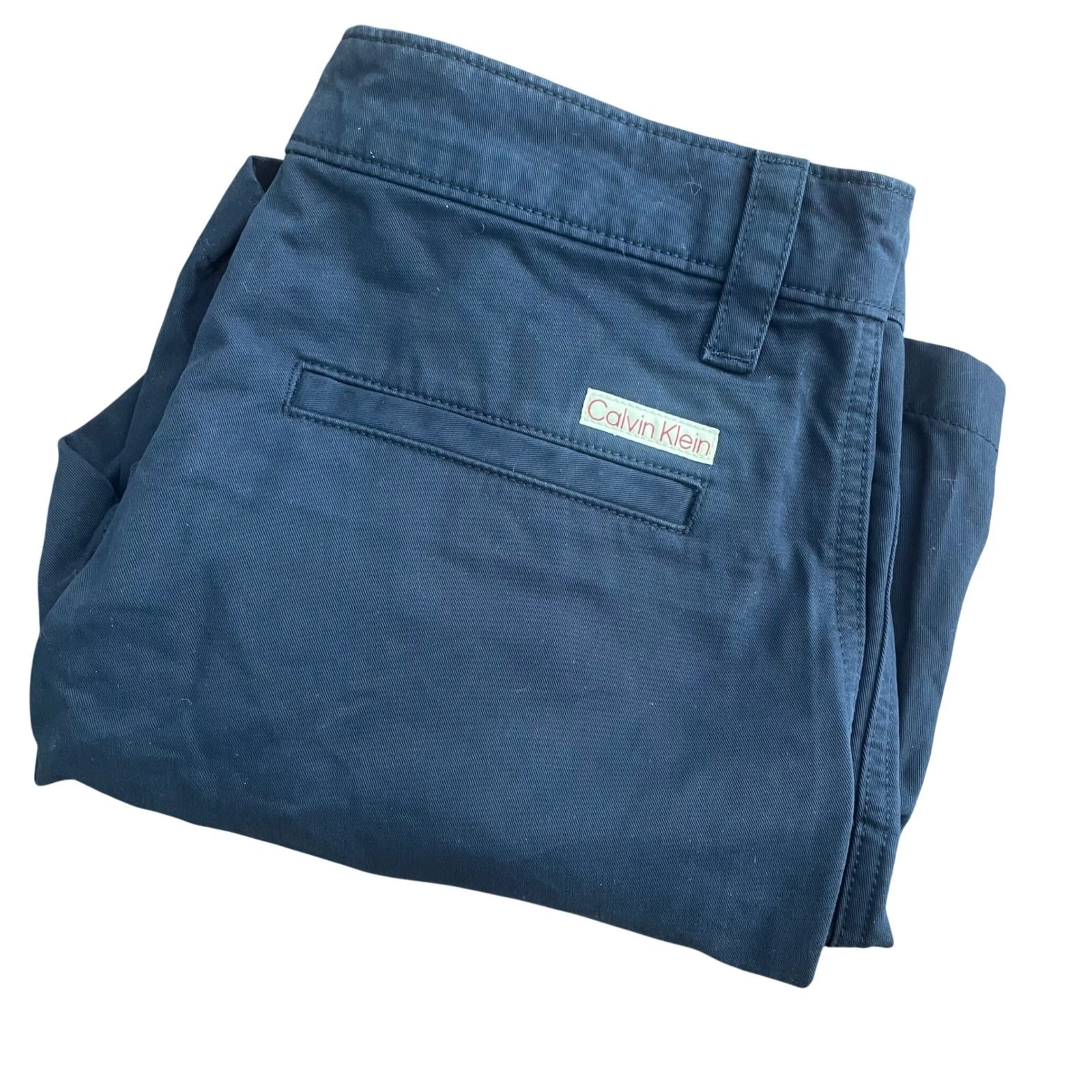 Calvin Klein Mens Utility Chino Shorts Navy Blue Cotton Twill W29 40LP606410 NEW