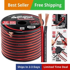 12 AWG Gauge Speaker Wire Cable OFC, 100-Feet, Car or Home Theater