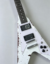 US STOCK Flying V Electric Guitar White Relic...