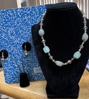 Stunning Genuine Green Aventurine with Crystal Necklace & Pierced Earrings — photo 1