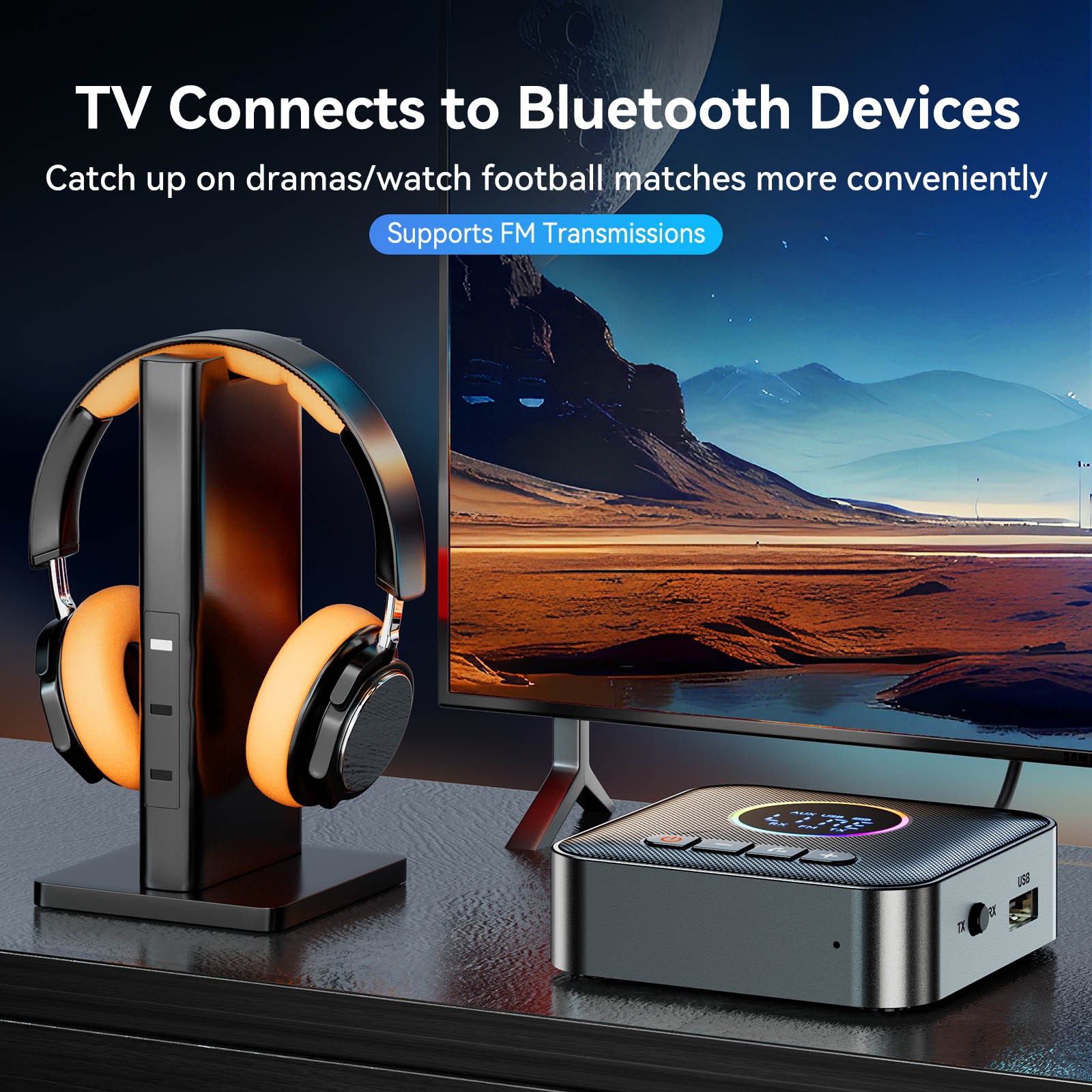 Mutiilfunction 3in1 Bluetooth 5.4 FM Transmitter Receiver Audio Adapter AUX