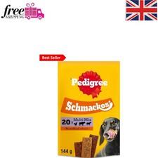 Variety Pack: 9 x 144g of Meat Flavoured Schmackos Dog Treats, 180 Total Strips 15.42 per kilo