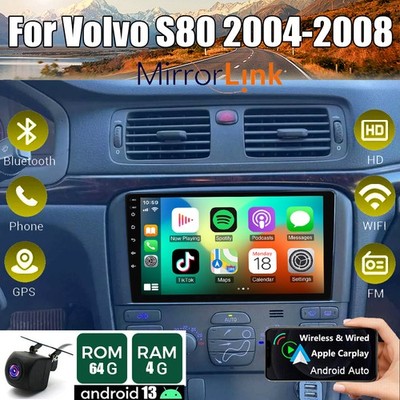 PLUG PLAY CARPLAY FOR VOLVO S80 2004-2008 CAR STEREO RADIO GPS NAVI 64G FIT