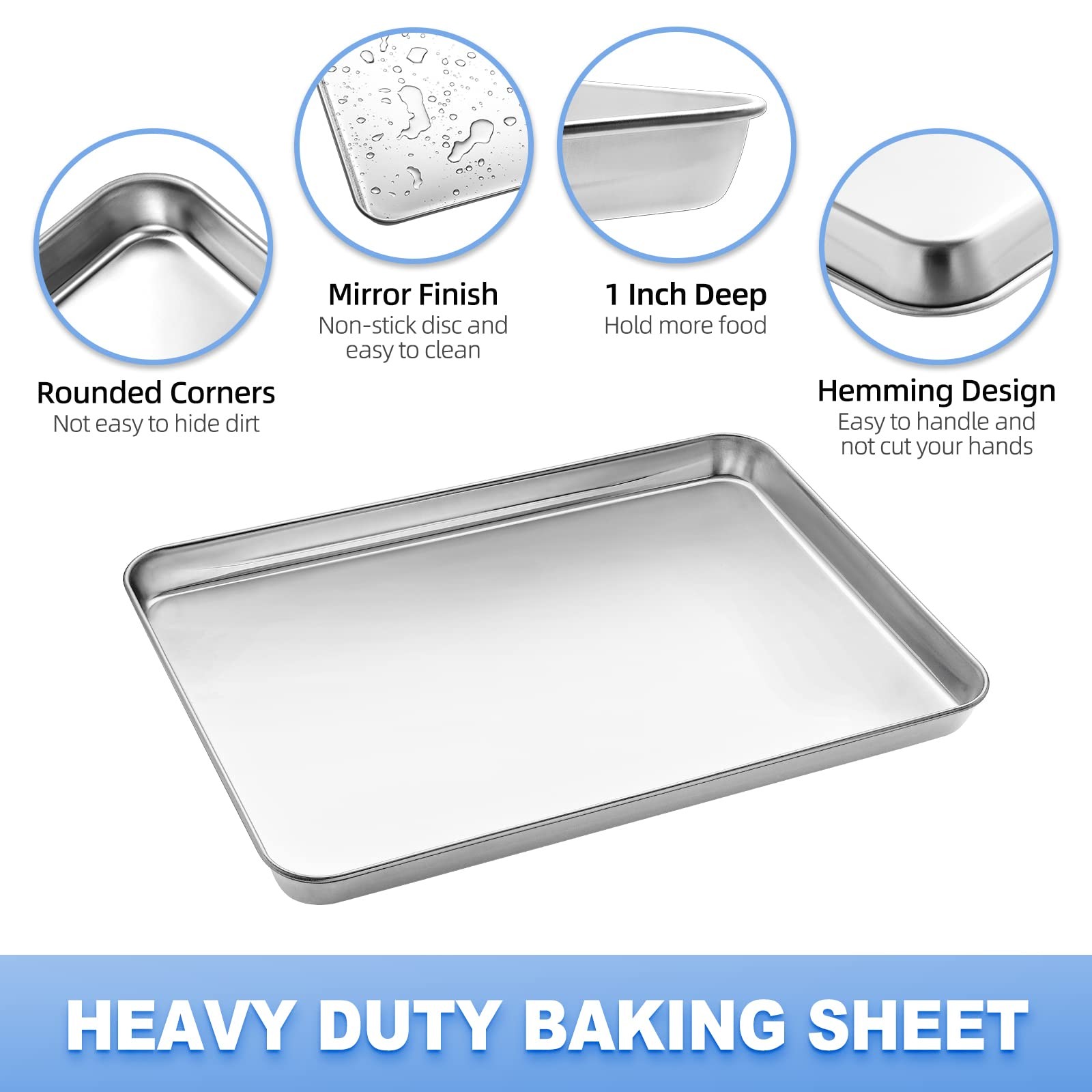 Baking Sheet with Wire Rack Set, Stainless Steel Cookie Sheet Baking Pan Toas...