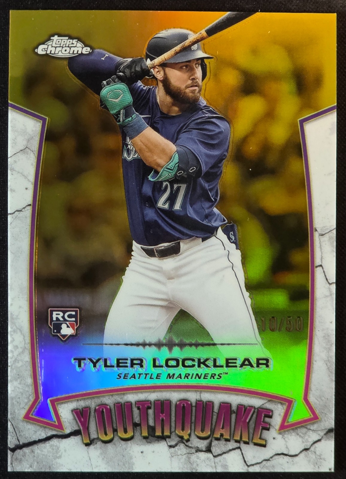 2025 Topps Chrome Tyler Locklear Yourh Quake RC Gold /50 Mariners Diamondbacks
