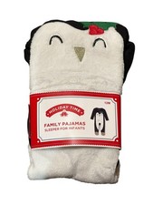 NWT Holiday Time Infant 12M Penguin Family Pajamas Sleeper Costume Beige Black