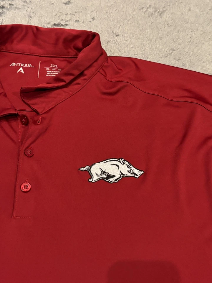 Arkansas Razorbacks Polo Shirt Mens 3XL Red Short Sleeve Antigua SEC NCAA - Image 2 of 4