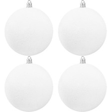 Large 4 in White Glitter Christmas Ornament Balls4 Pcs,Xmas Sequin Christmas ...
