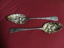 Pair of Antique hallmarked Silver Berry Spoons -