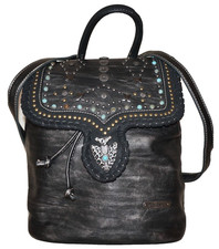 MONTANA WEST Deep Silver-Gray Black Wash Vegan Leather Backpack 10 x 9
