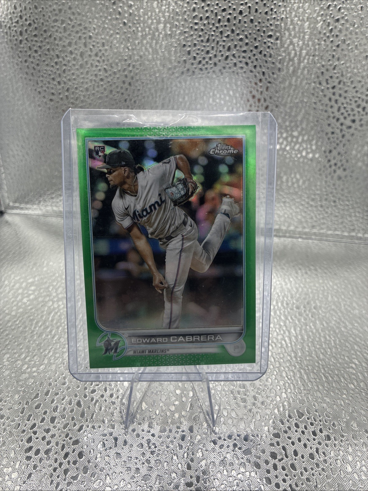 2022 Topps Chrome - Edward Cabrera #64 Green Refractor /99 (RC)