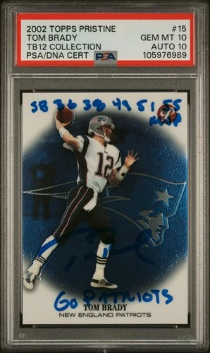 2002 TOPPS PRISTINE #15 TOM BRADY PSA 10 AUTO 10 INSCRIBED