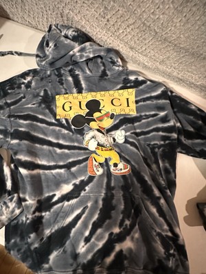 Jon Lauren tie dye black hoodie Gucci Mickey Mouse logo adult unisex Large (C7)