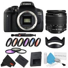 Canon EOS 750D DSLR Camera Body Only 9 Piece Filter Bundle w/ 18-55mm Lens Intl