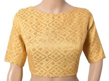 Sushila Vintage Beige Sari Blouse Zari Woven Stitched BRANDED Art Silk Choli 34"