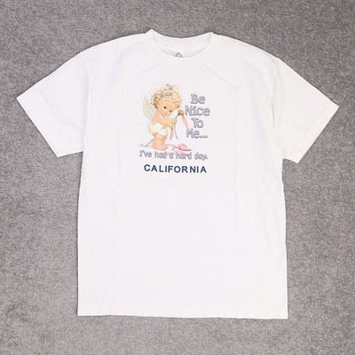 VTG 90s Be Nice to Me Angel California Medium White Short Sleeve T-Shirt
