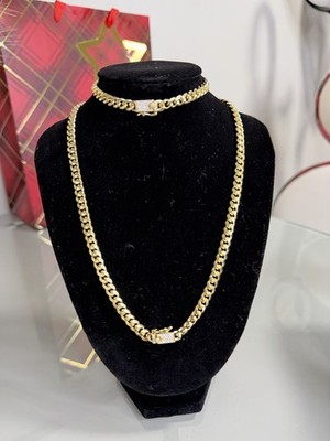 Set De Cadena Y Guillo Laminados En Oro 14k.Para Uso Diario. Estilo Mónaco