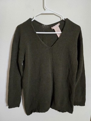 Pre-loved PHILOSOPHY Women's Dark Green V-neck Pullover Sweater Sz M