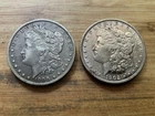 US Morgan Silver Dollars 2 coins  circulated details Pre 1904 Lot T5