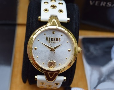 versus versace ladies watch white leather strap gold & white - SC1040016
