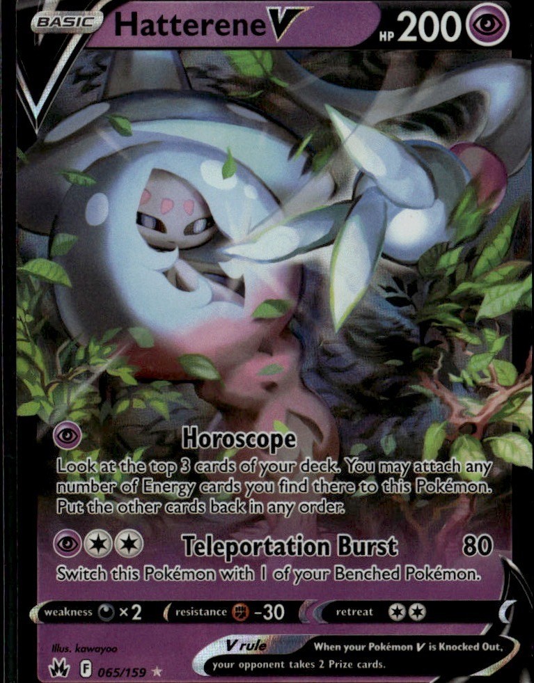 Hatterene V Ultra Rare Crown Zenith 065/159 Psychic Holofoil Pokemon Card