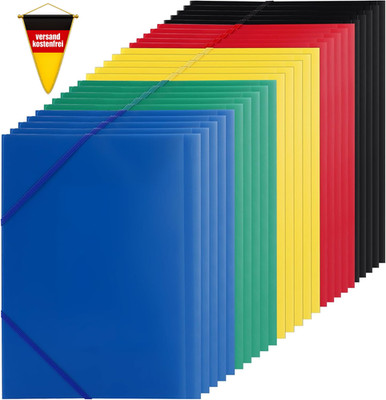 25 Pcs Einschlagmappe A4 Mit Gummizug, Sammelmappe Pp-Kunststoff Eckspanner A4 M