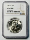 1960 D Franklin Half Dollar NGC MS-65 FBL White!
