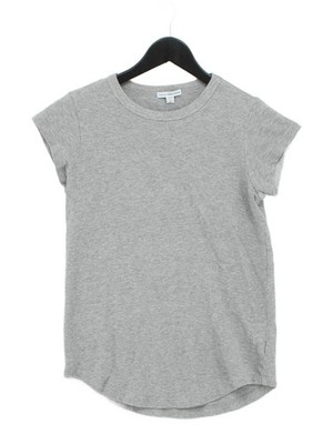 James Perse Damen T-Shirt XXS Grau 100% Baumwolle Kurzarm Rundhals Basic