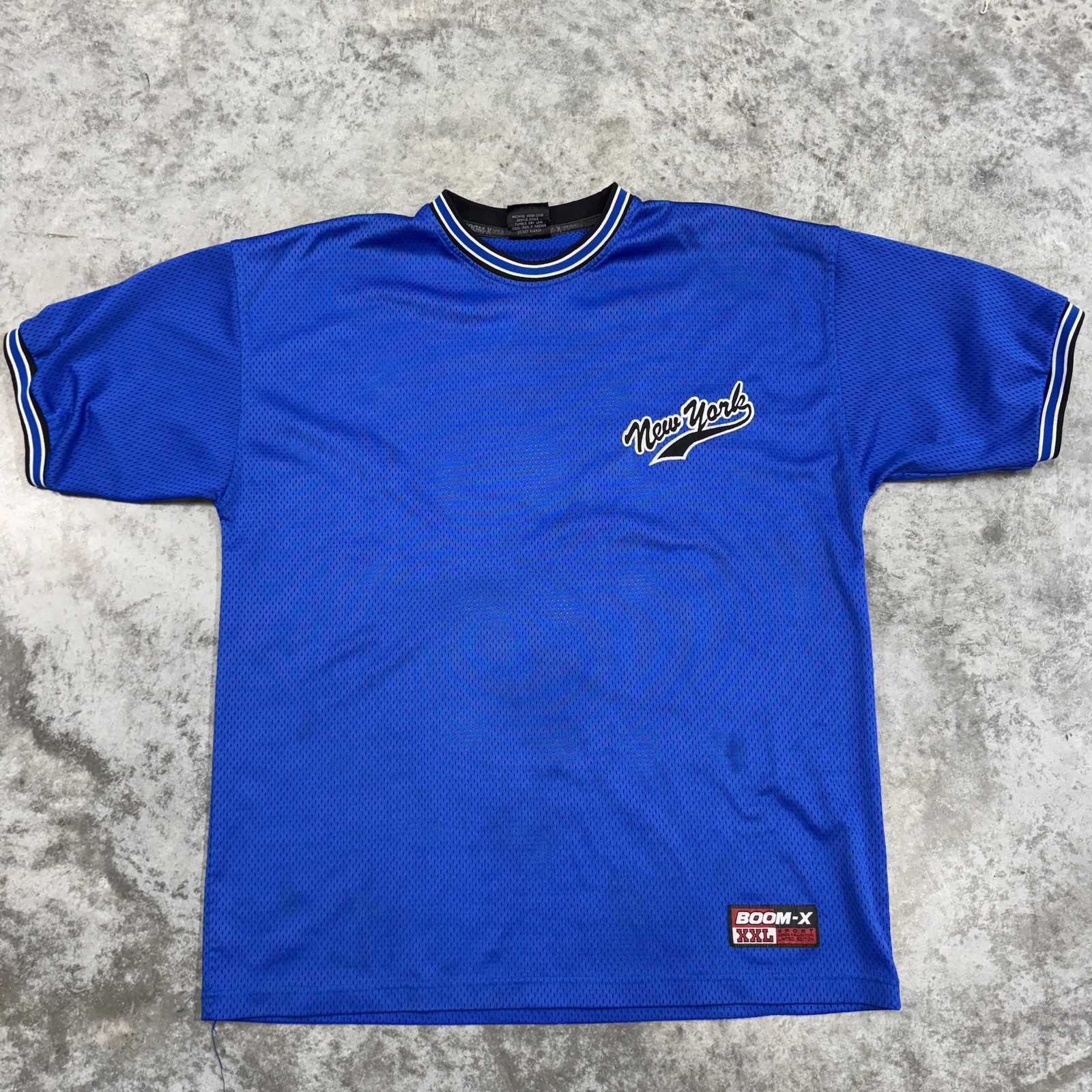 Boom-X New York Shirt Mens XL Blue Mesh Jersey y2k hip hop Urban streetwear