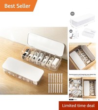 Customizable Cable Organizer Set: 2 Durable Boxes with 14 Tie Options, White