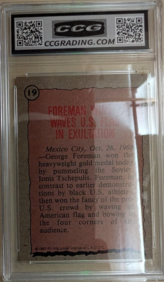 1983 Topps George Foreman Greatest Olympians #19  Gem Mint 10 - Image 2 of 2