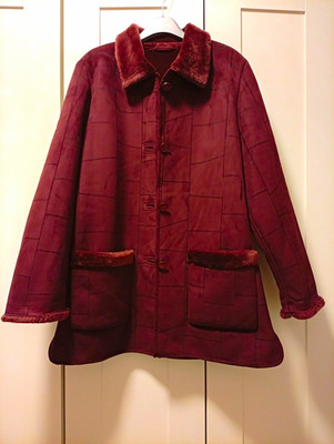 Bonita, Damen Kurzmantel, gefüttert Kunstfell, bordeauxrot, Knöpf Gr. L