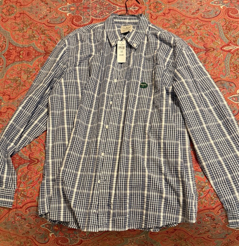 NWT - L.L. Bean Men’s Navy Plaid Shirt - Size Large (Regular)