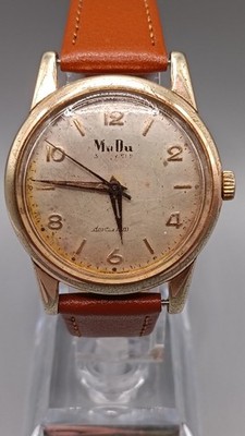 Vintage MuDu 1950's Doublematic 30 Jewels Swiss Made Gold Plated Watch Working