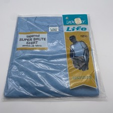 NOS Vintage Jockey Life Super Brute Tapered Stretch Rib Shirt Mens M Blue 1964