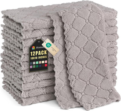 Homaxy 12 Pack Kitchen Dish Cloths (10 X 10 Inches, Grey), Super Soft and Absorb